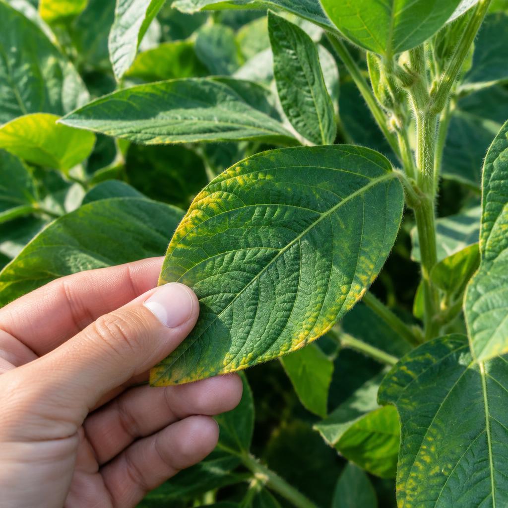 A leaf being held for close observation